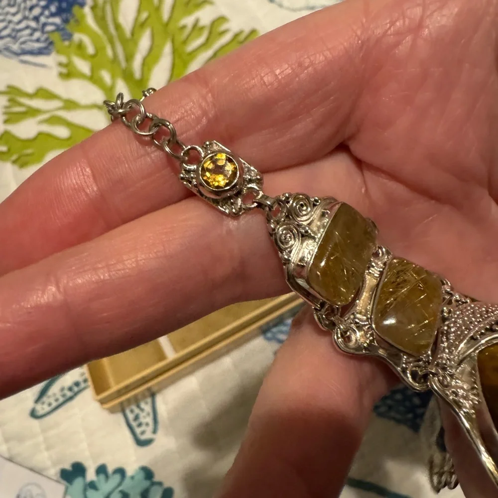 Sajen Sterling Bracelet with Brown Tiger’s Eye and Silver Accents